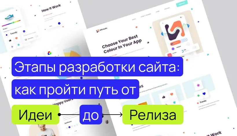 Этапы разработки сайта: планирование, дизайн, верстка, программирование, тестирование, запуск